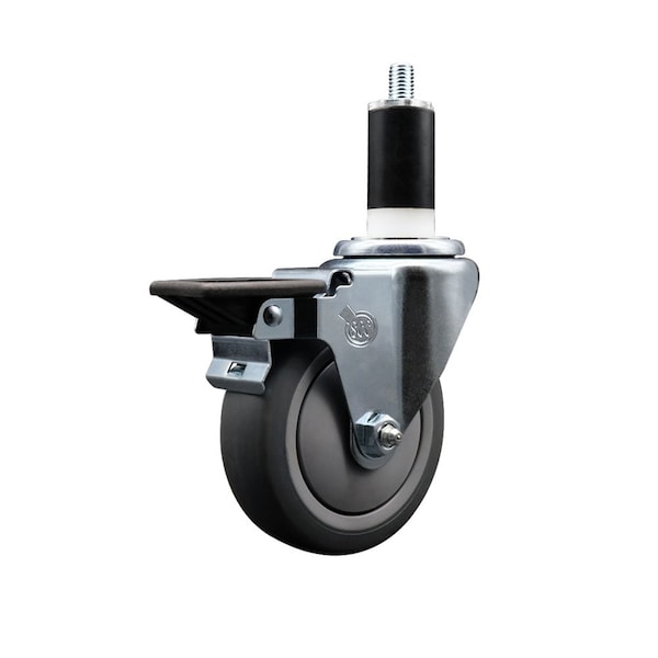 4'' Thermoplastic Rubber Swivel 1-3/8'' Expanding Stem Caster with Brake